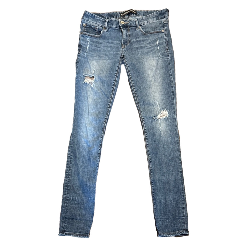 Express Legging Low Rise Distressed Blue Skinny Jeans